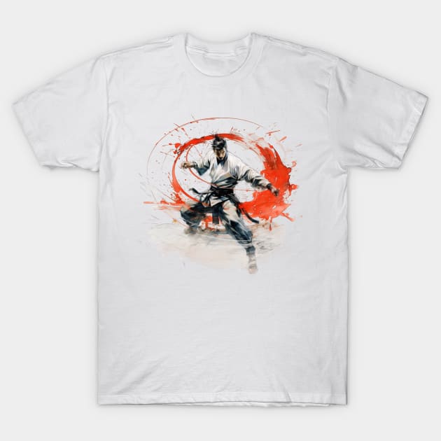 Karate & Kung Fu - Watercolour T-Shirt by TooplesArt